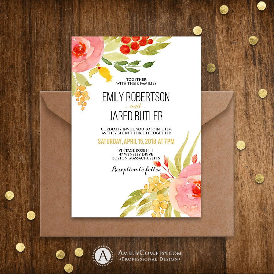 Outdoor Wedding Invites Template Printable Summer Rustic Wedding intended for size 954 X 954