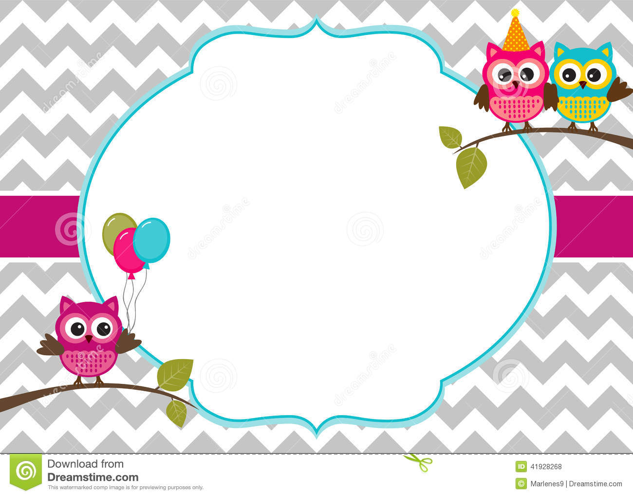Owls Invitation Template Stock Vector Illustration Of Card 41928268 with regard to size 1300 X 1020