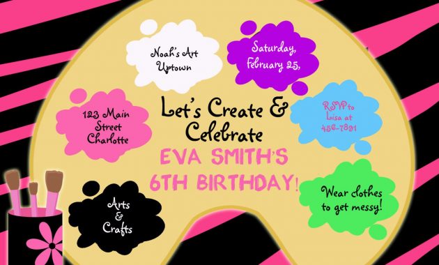 Paint Party Birthday Invitation Art Party Arts And Crafts Party throughout size 1500 X 1071