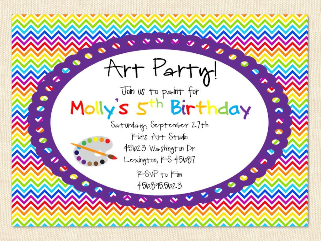 Paint Party Invitation Art Party Invitation Printable Girl Children with regard to proportions 1024 X 768