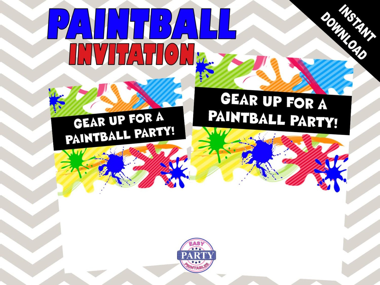 Paintball Party Invitation Template Instant Download Etsy intended for proportions 1500 X 1125