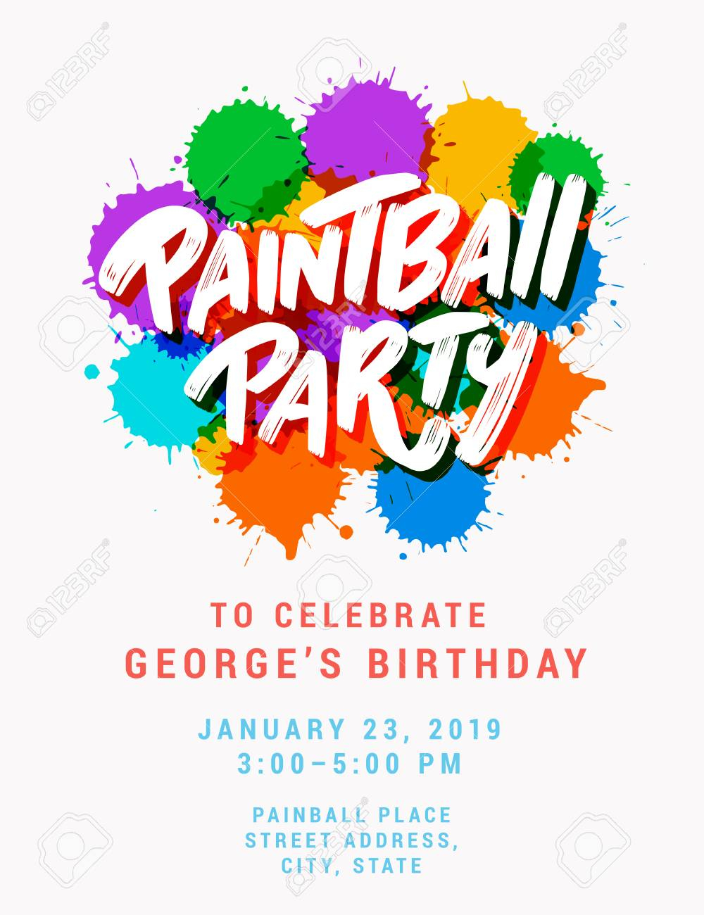 Paintball Party Invitation Template Royalty Free Cliparts Vectors in measurements 1000 X 1300