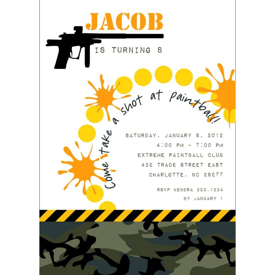 Paintball Party Invitations For As Bday Party Decoration Ideas with regard to sizing 950 X 950