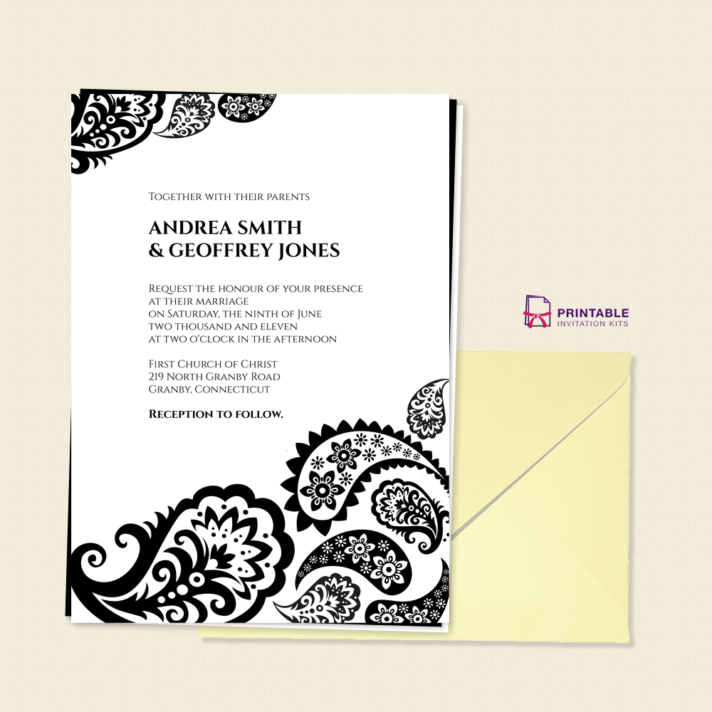 Paisley Border Wedding Invitation Wedding Invitation Templates in dimensions 1000 X 1000