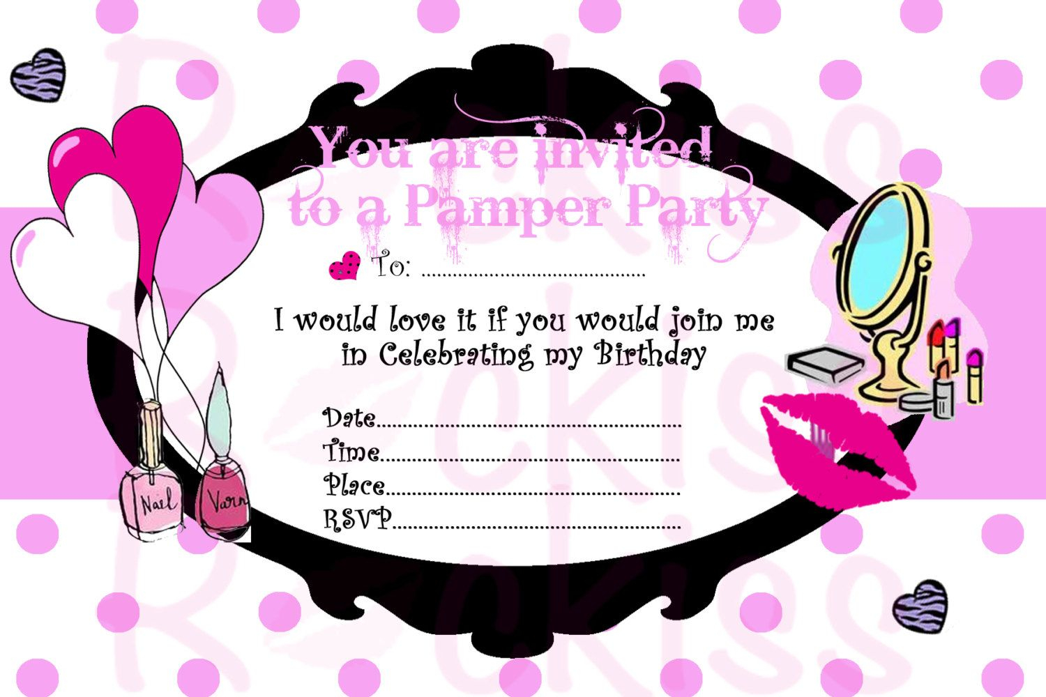 Pamper Party Invitation Templates Julia Party Ideas Party for size 1500 X 1000