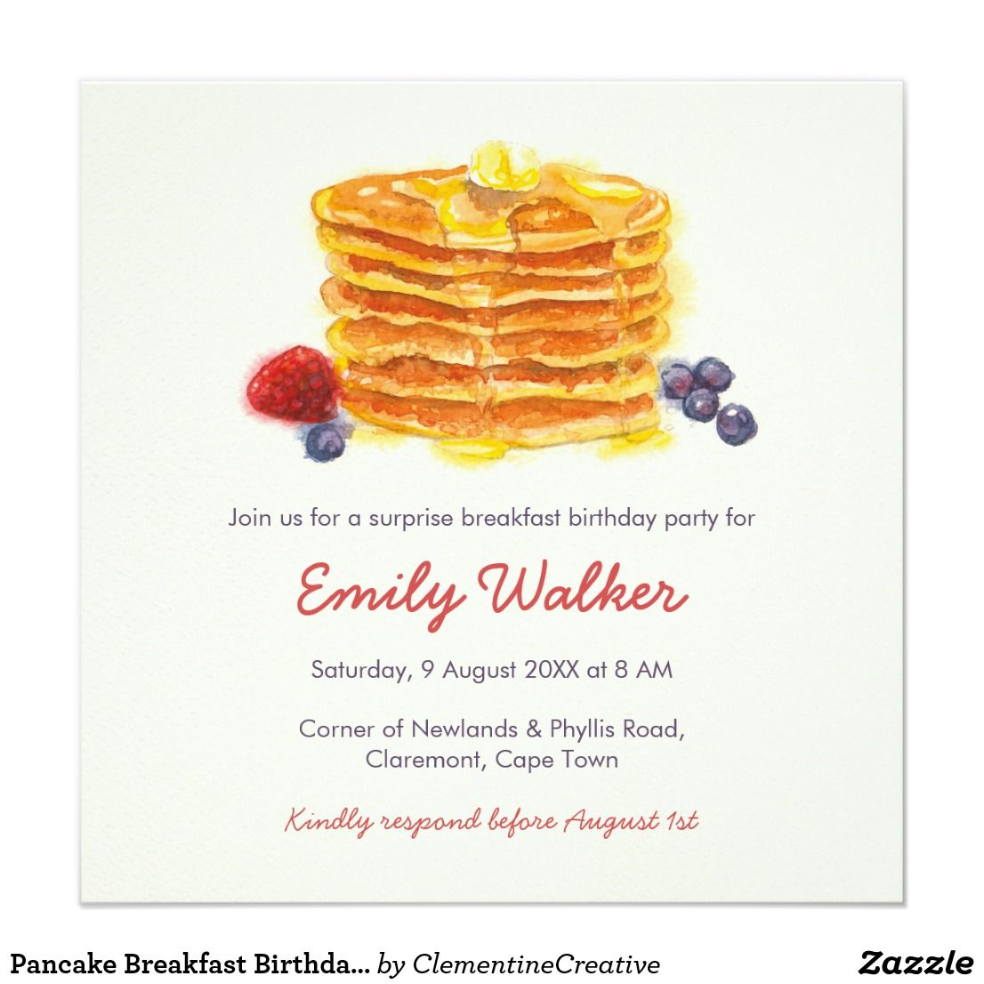 Pancake Breakfast Birthday Party Invitation Zazzle Happy throughout proportions 1106 X 1106