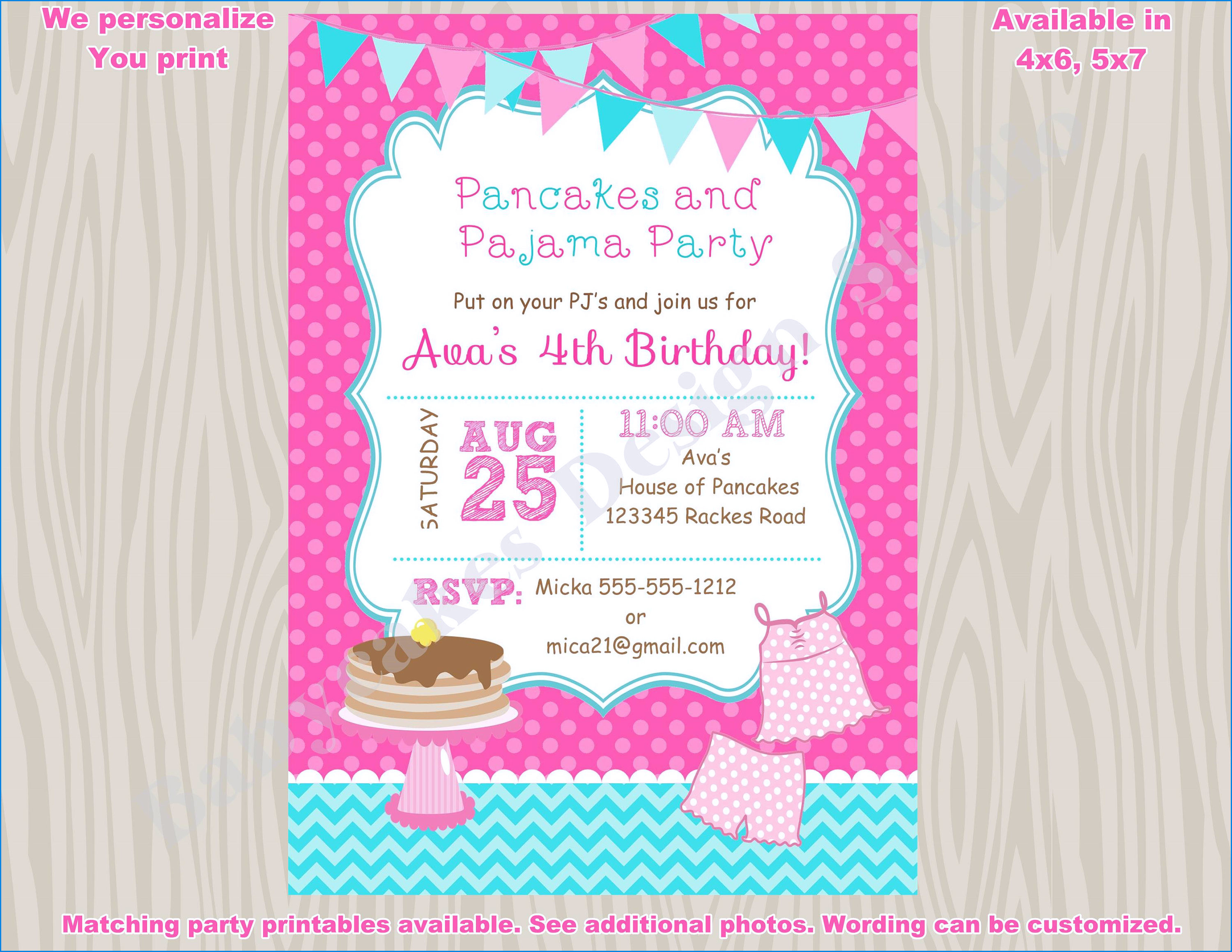 Pancakes And Pajamas Invitations Beautiful Pancakes And Pajamas with measurements 3000 X 2318