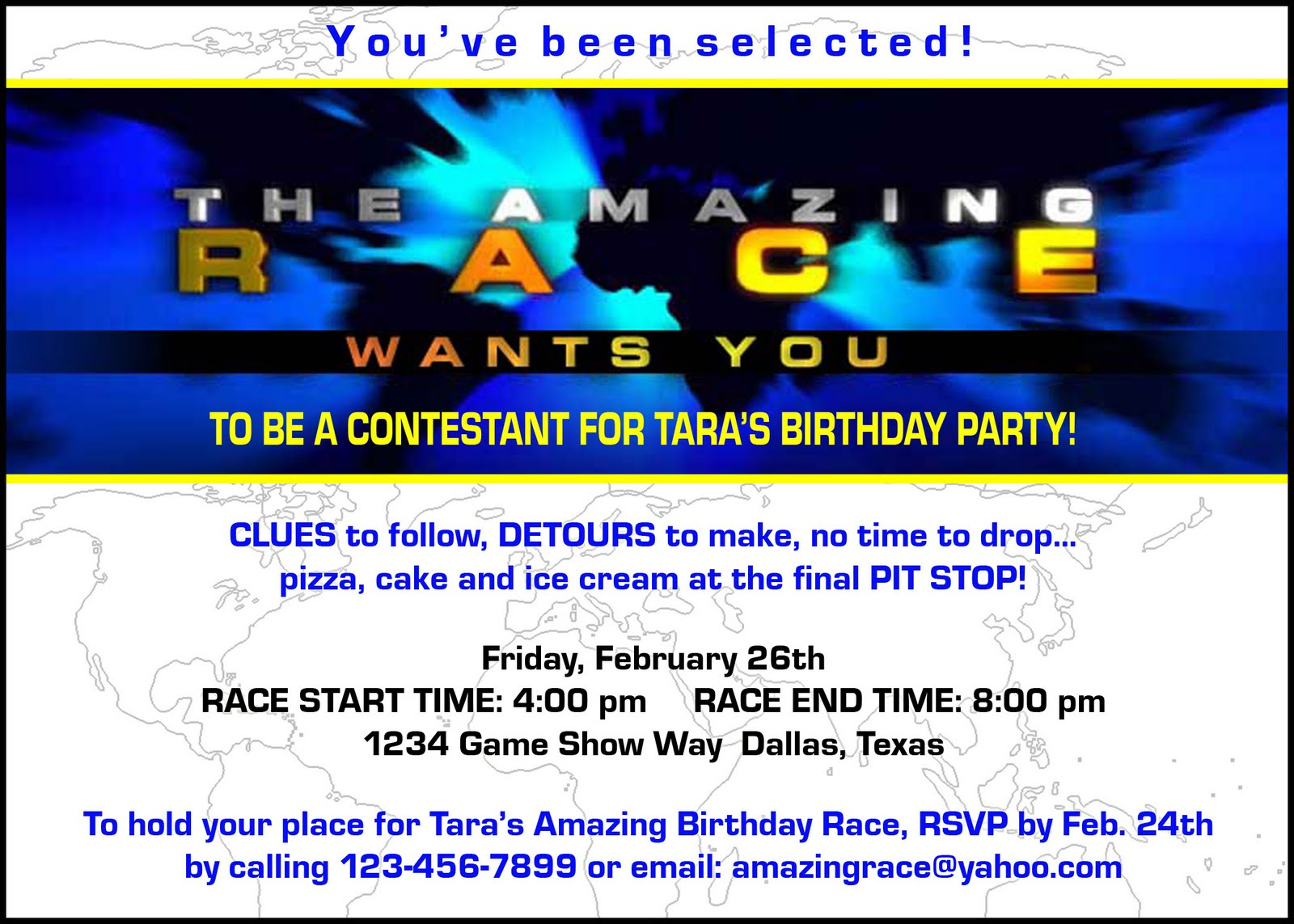 Paper Perfection Free Amazing Race Birthday Party Invitation throughout sizing 1600 X 1143