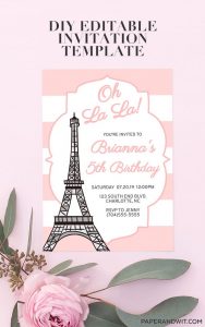 Paris Birthday Invitation For Girls Instant Download Paris Birthday throughout size 778 X 1242