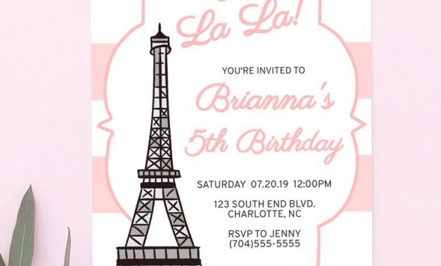 Paris Birthday Invitation For Girls Instant Download Paris Birthday throughout size 778 X 1242