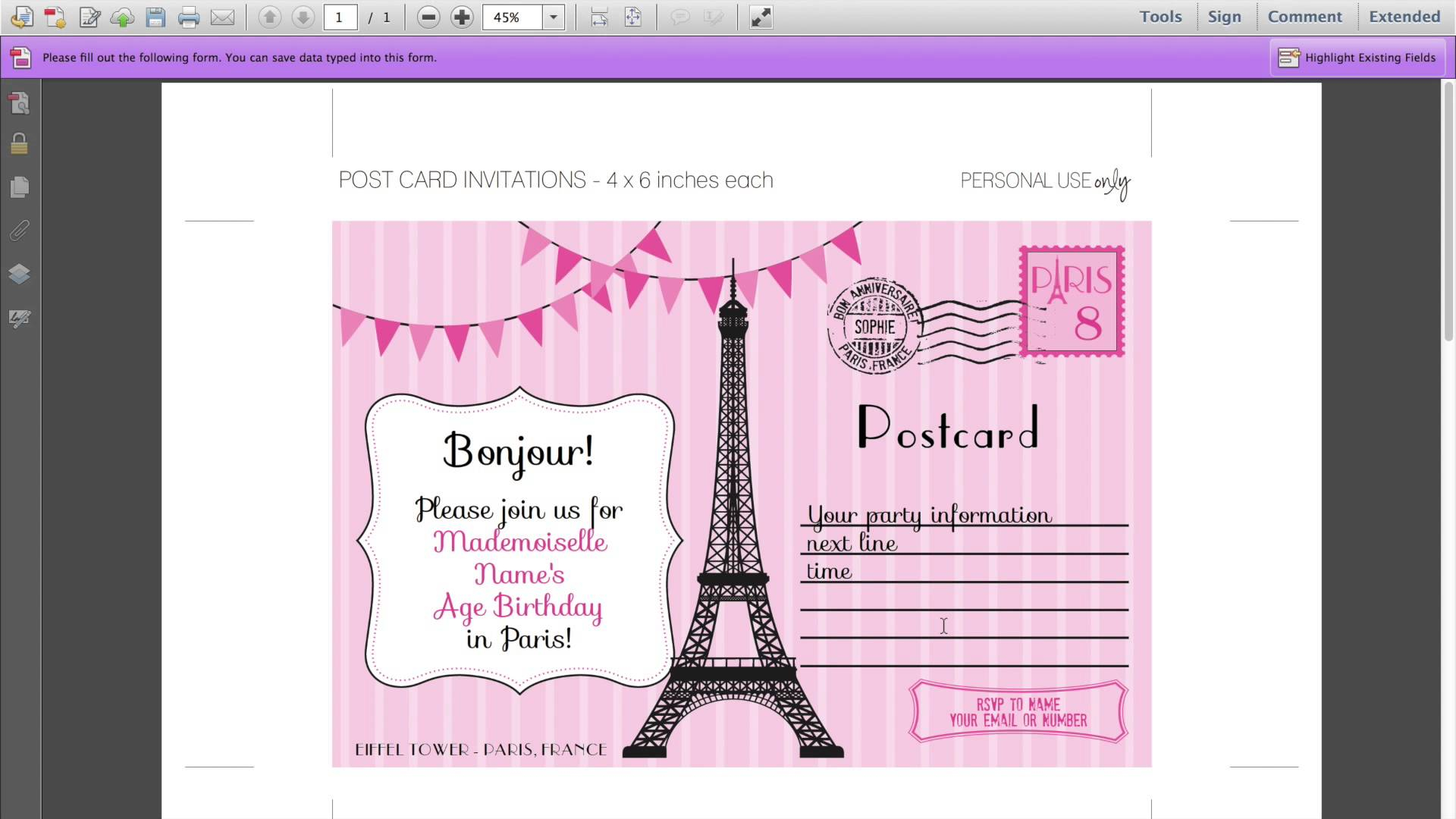 Paris Birthday Invitation Templates Free High Quality Passport I for proportions 1920 X 1080