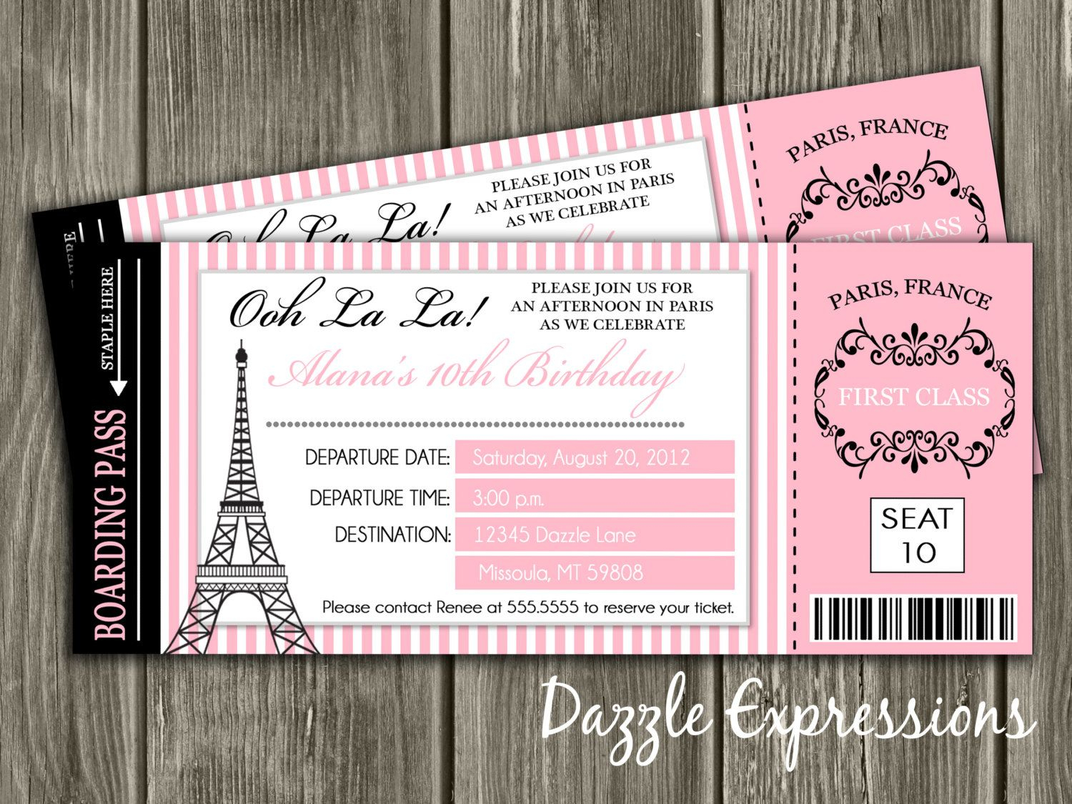 Paris Boarding Pass Birthday Invitation Free Thank You Card intended for sizing 1500 X 1125