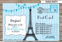 Paris Party Invitations Template Blue for size 1300 X 1126