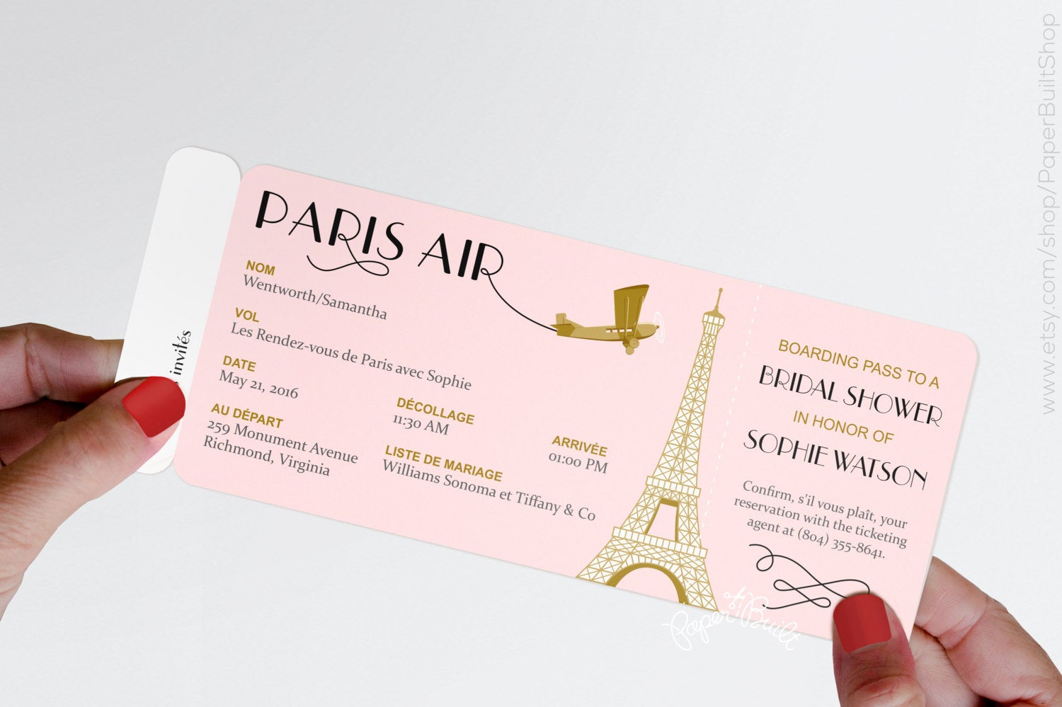 Paris Theme Party Boarding Pass Invitation Real Airline Etsy with dimensions 1500 X 999