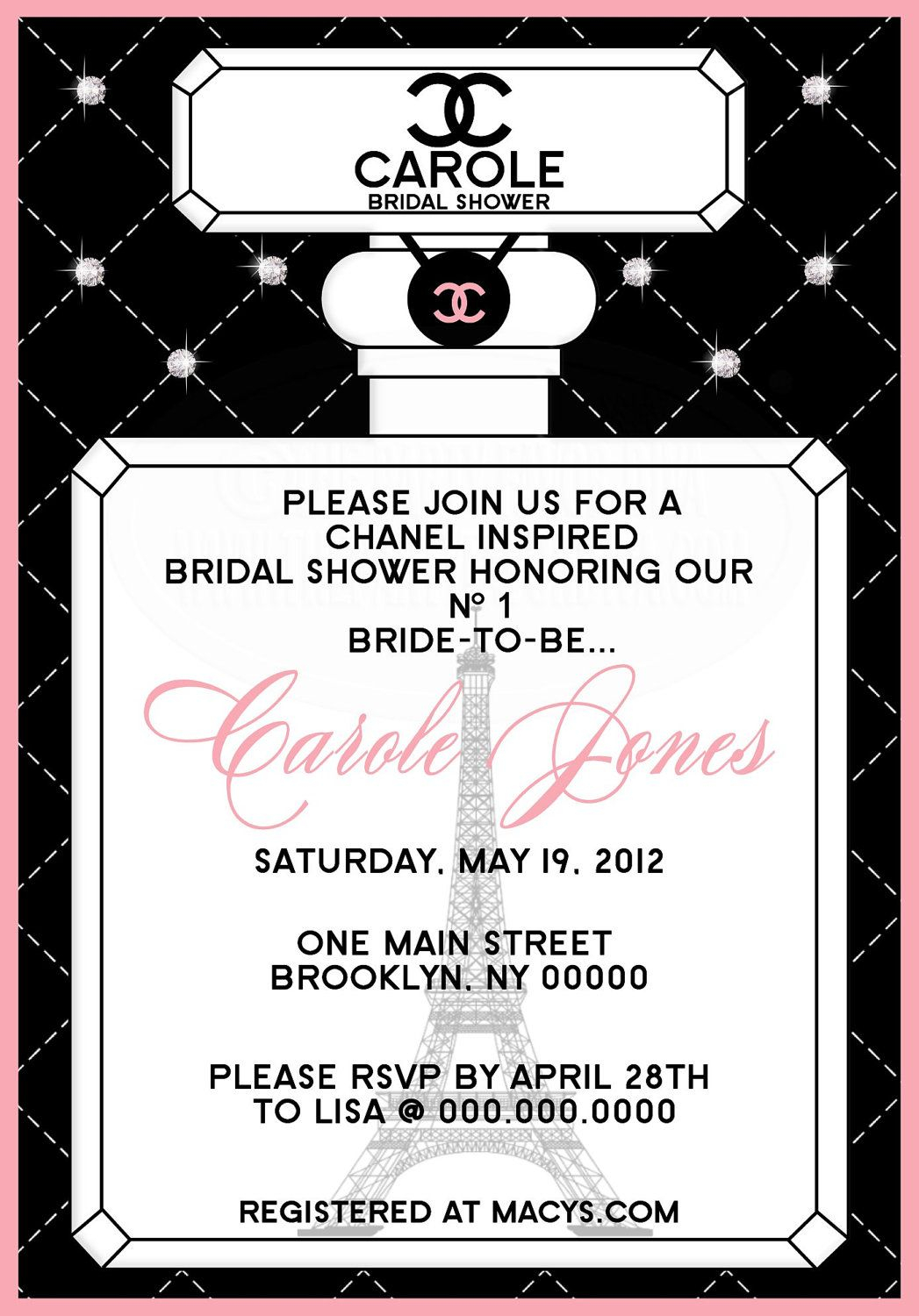 Parisian Inspired Bridal Shower Invitation Bridal Shower Bridal inside proportions 1047 X 1500