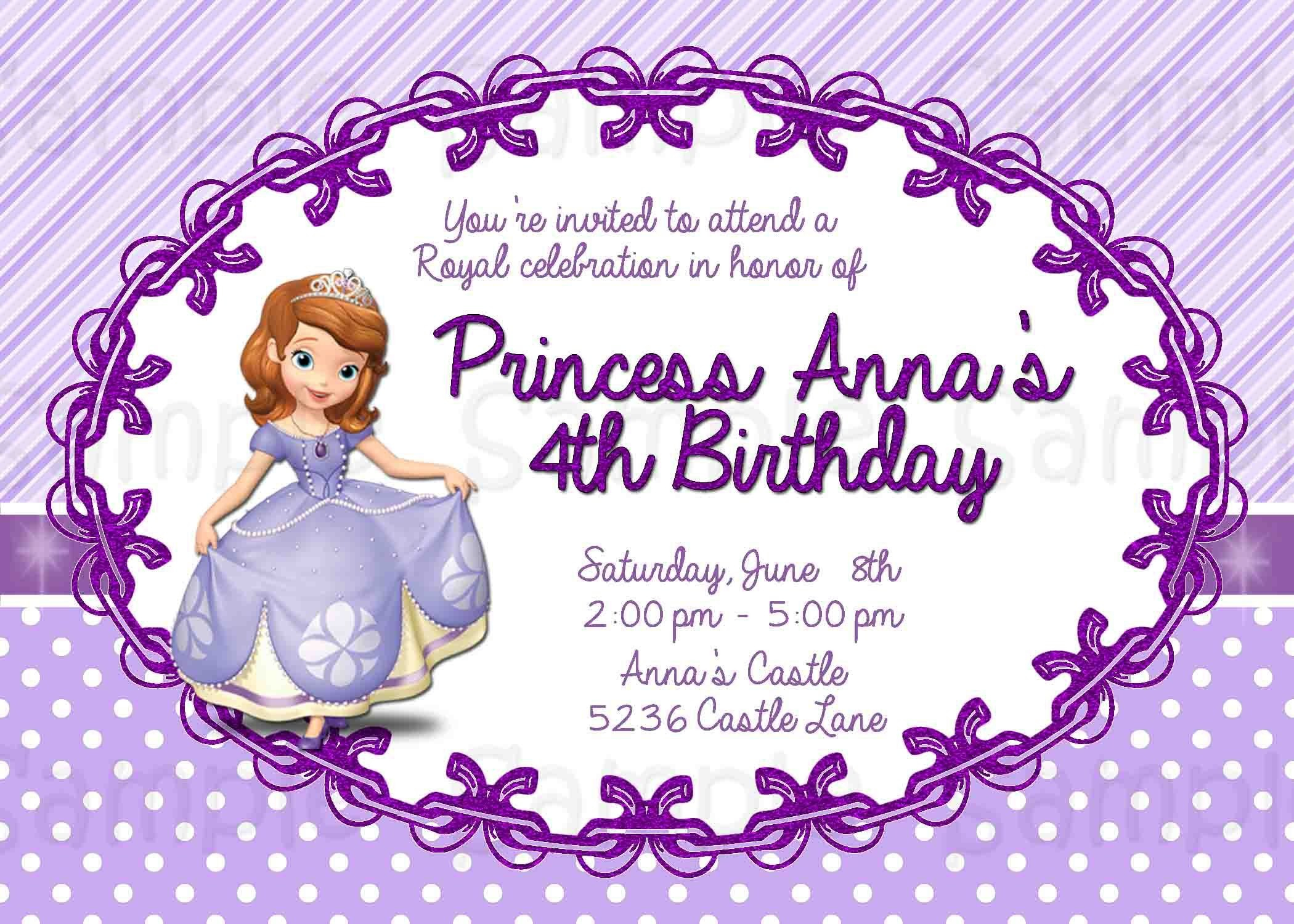 Party Invitations Cards Sofia The First Party Invitations First for dimensions 2100 X 1500