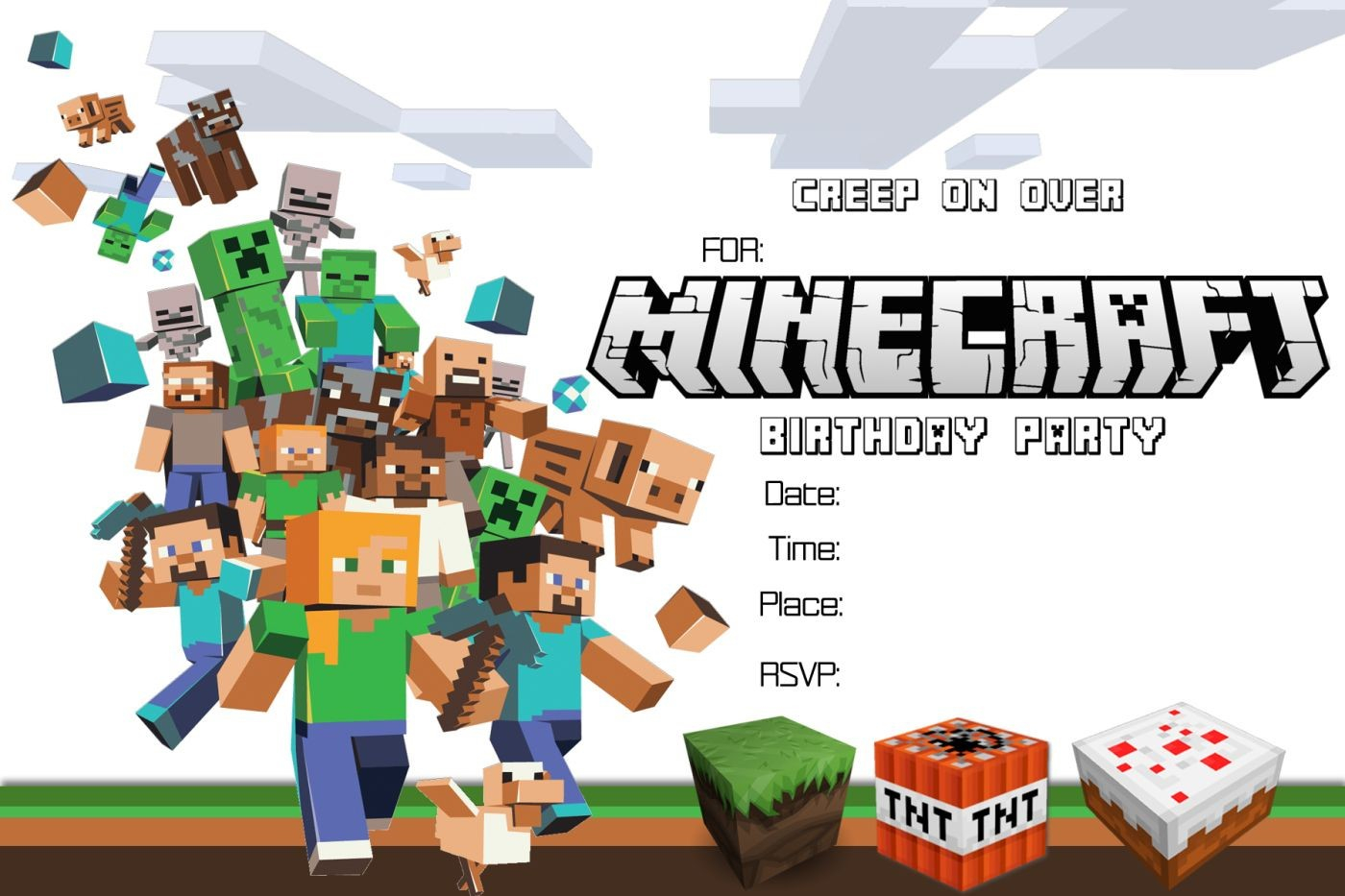 Party Invitations Minecraft Birthday Party Invitations Latest in size 1400 X 933