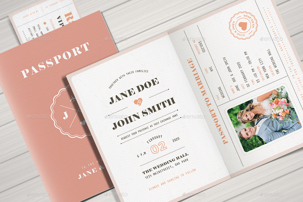 Pastel Passport Wedding Invitation Vectorvactory Graphicriver inside proportions 1170 X 780