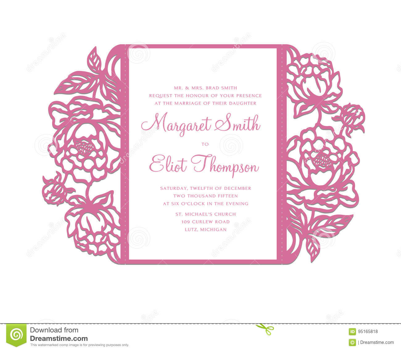 Peonies Laser Cut Invitation Template Stock Vector Illustration Of with regard to sizing 1300 X 1138