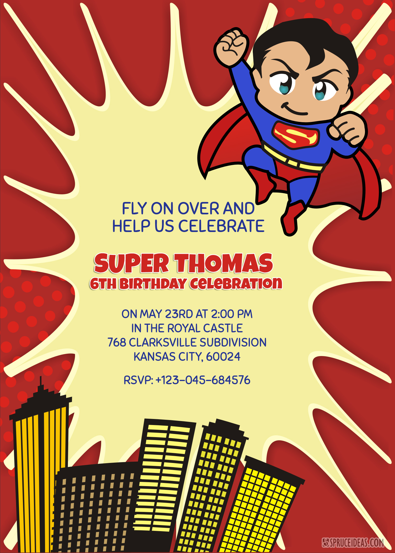 Personalized Superhero Superman Birthday Invitation Template for measurements 1500 X 2100