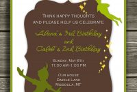 Peter Pan And Tinkerbell Invitation Free Thank You Card Included intended for measurements 1125 X 1500