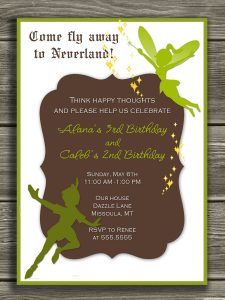 Peter Pan And Tinkerbell Invitation Free Thank You Card Included intended for measurements 1125 X 1500