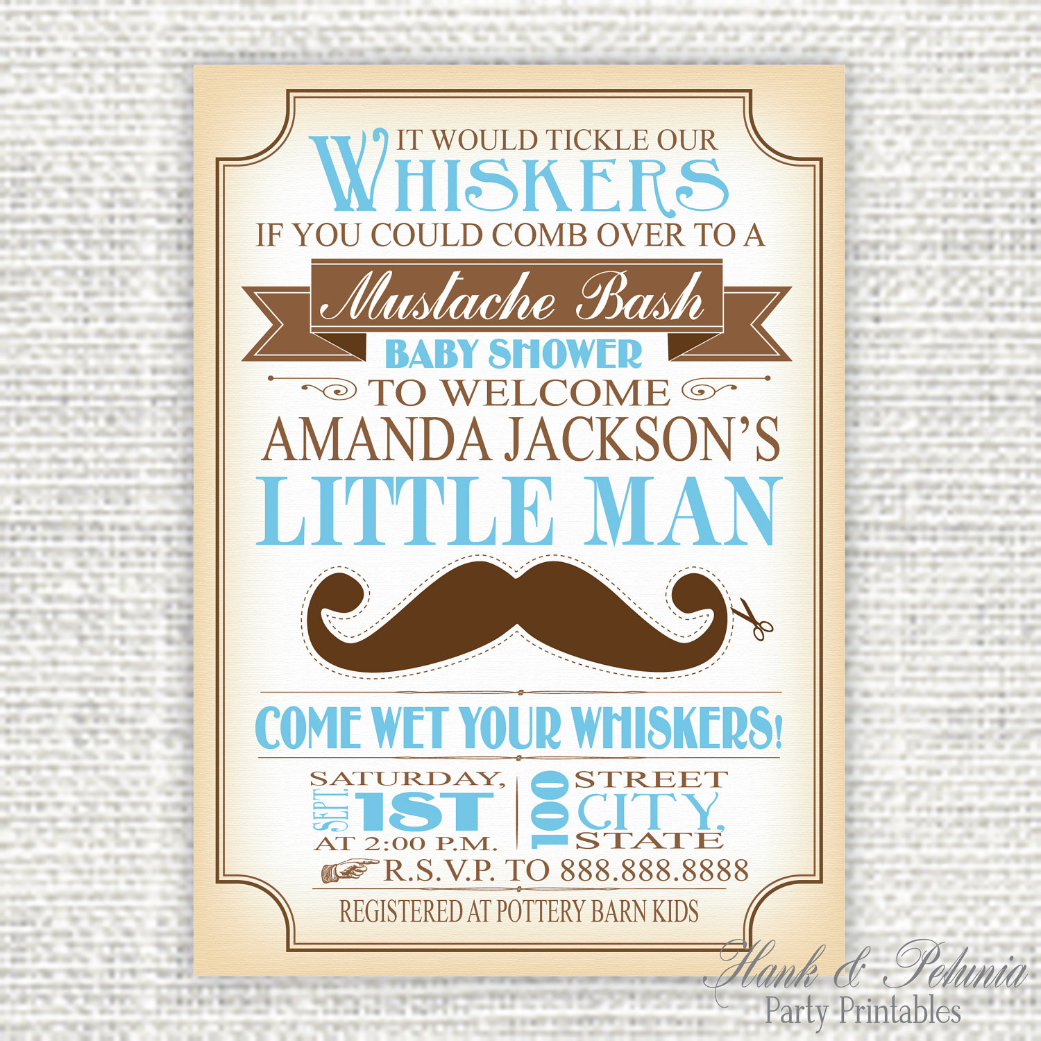 Photo Mustache Ba Shower Invitations Image pertaining to size 1500 X 1500