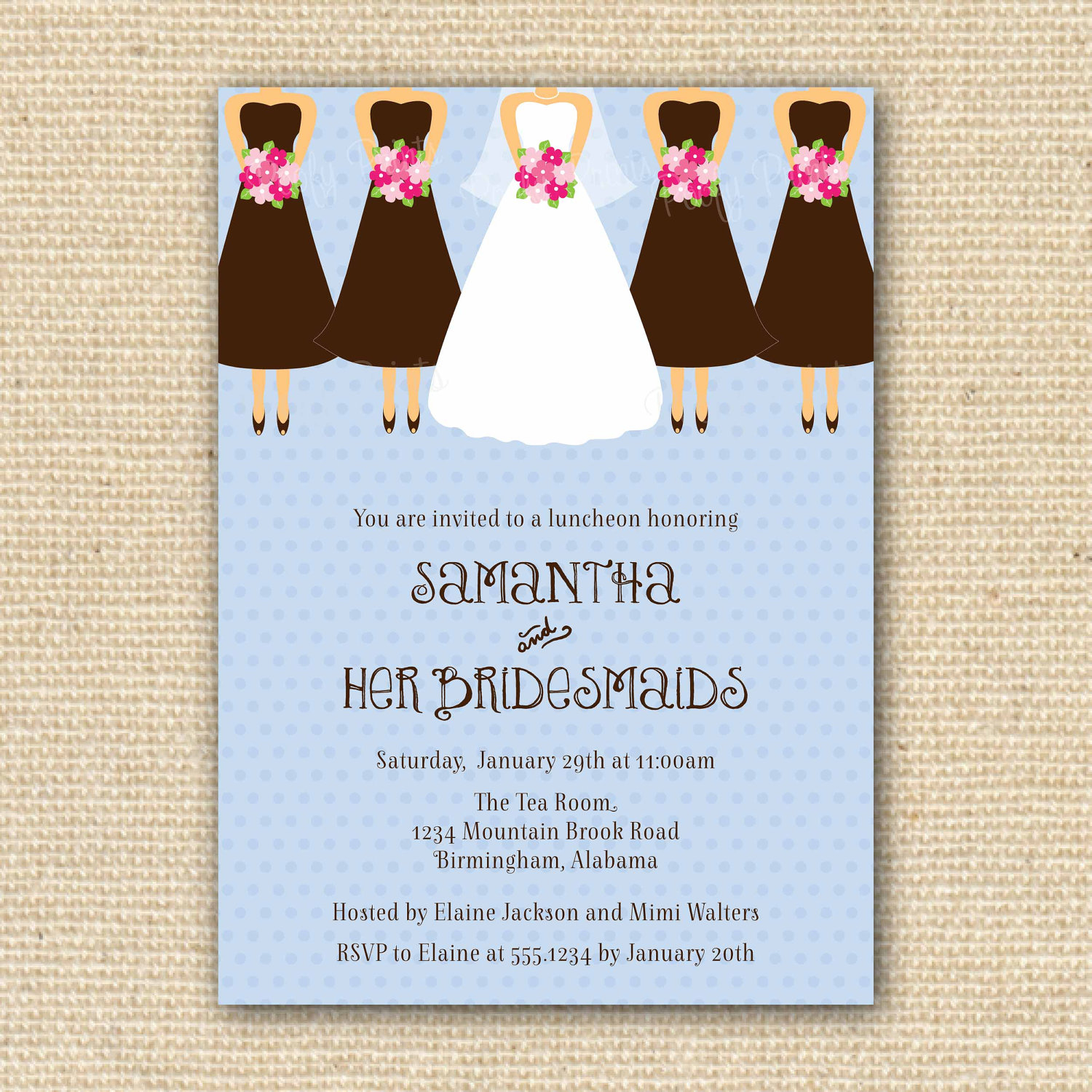 Photo Sample Bridal Luncheon Invitation Image throughout size 1500 X 1500