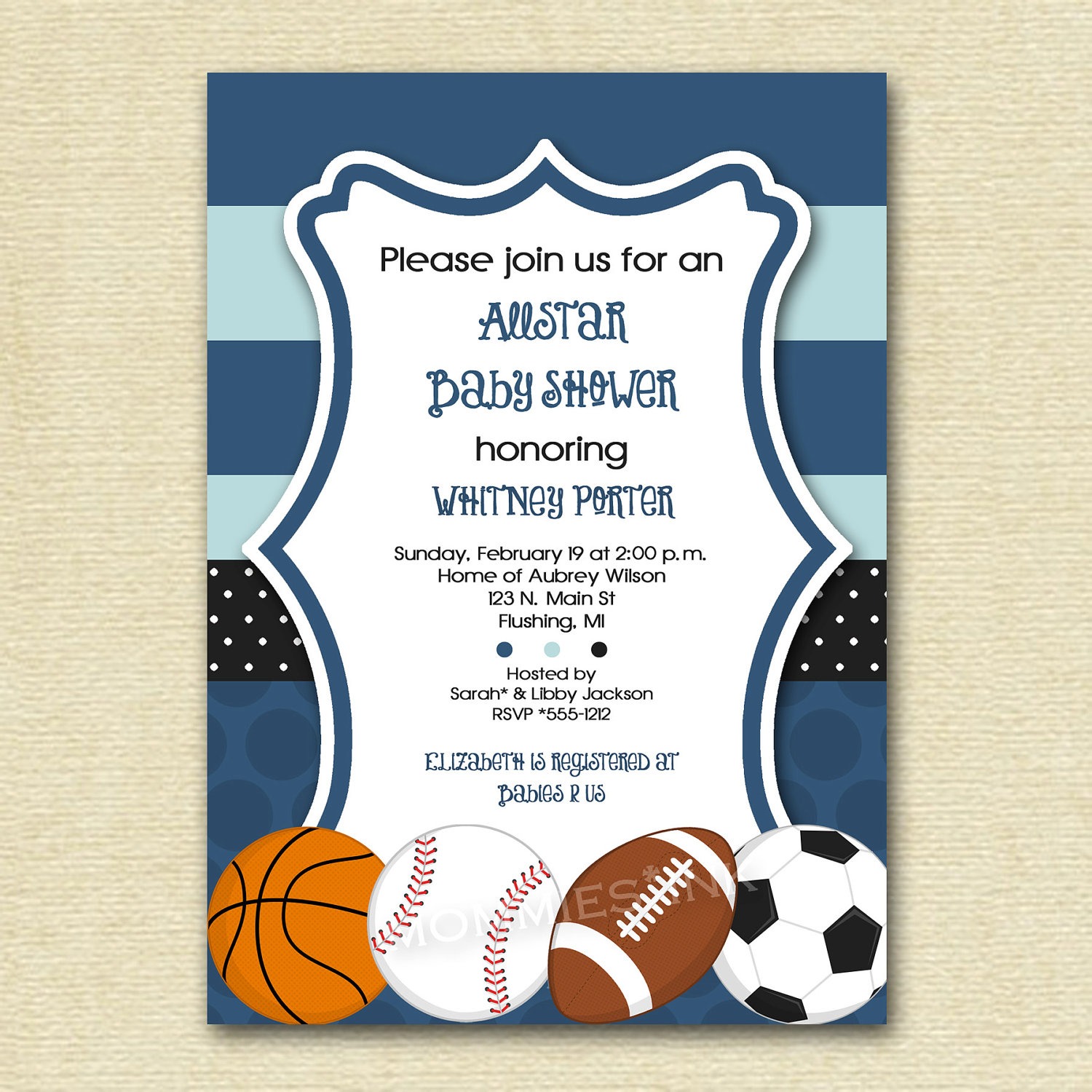 Photo Sports Themed Ba Shower Invitation Image throughout proportions 1500 X 1500