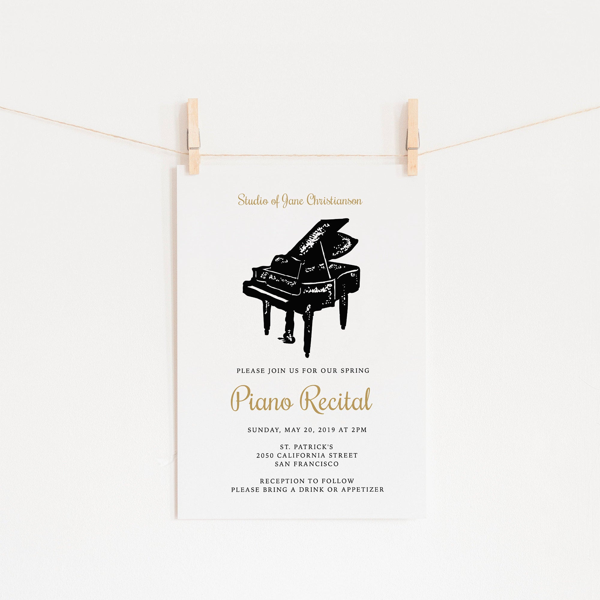 Piano Recital Invitation Template Music Recital Printable Invite Pdf Or Jpg Edit All Text Fonts And Font Colors In Your Browser inside measurements 2000 X 2000