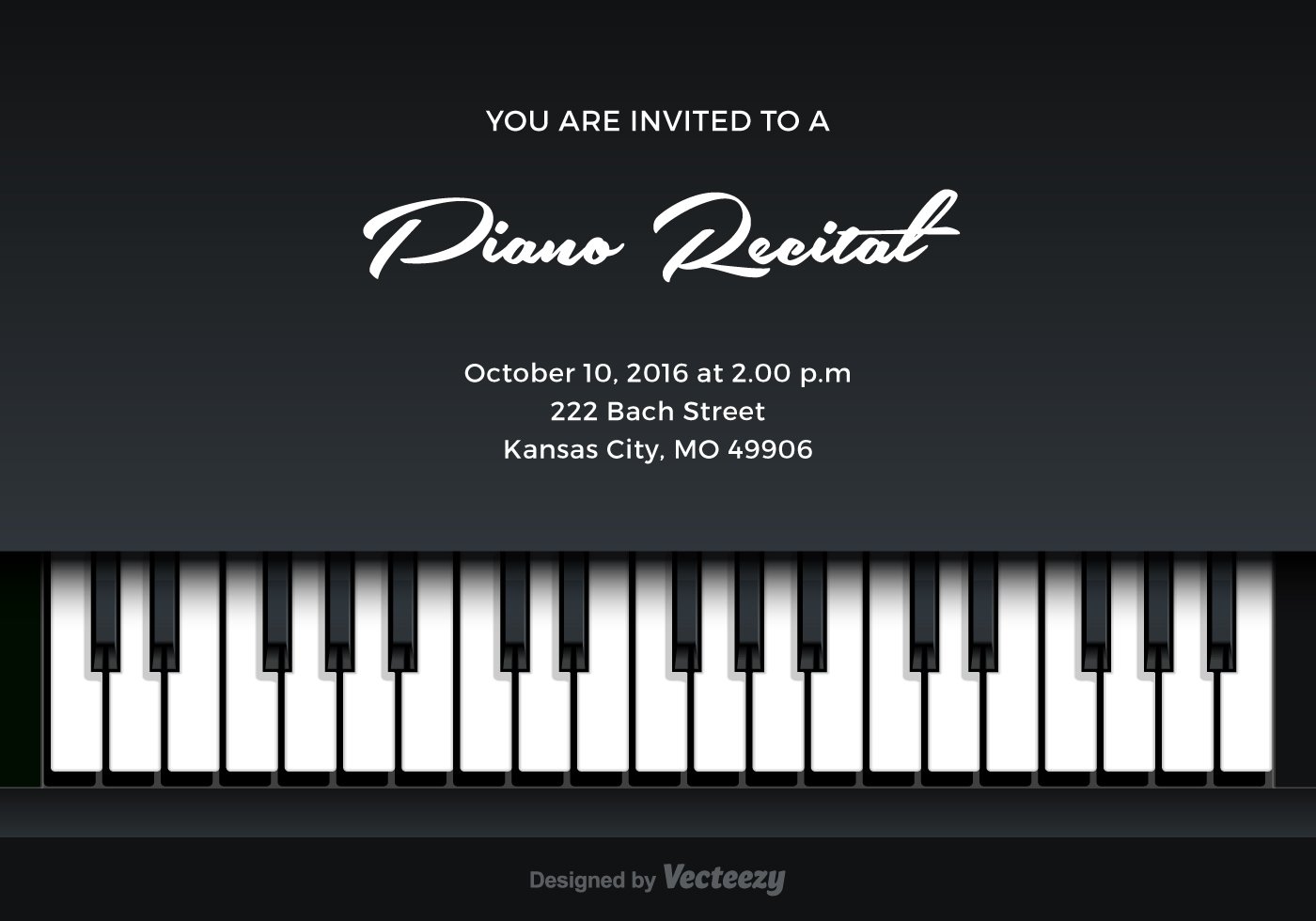 Piano Recital Vector Invitation Download Free Vector Art Stock intended for size 1400 X 980