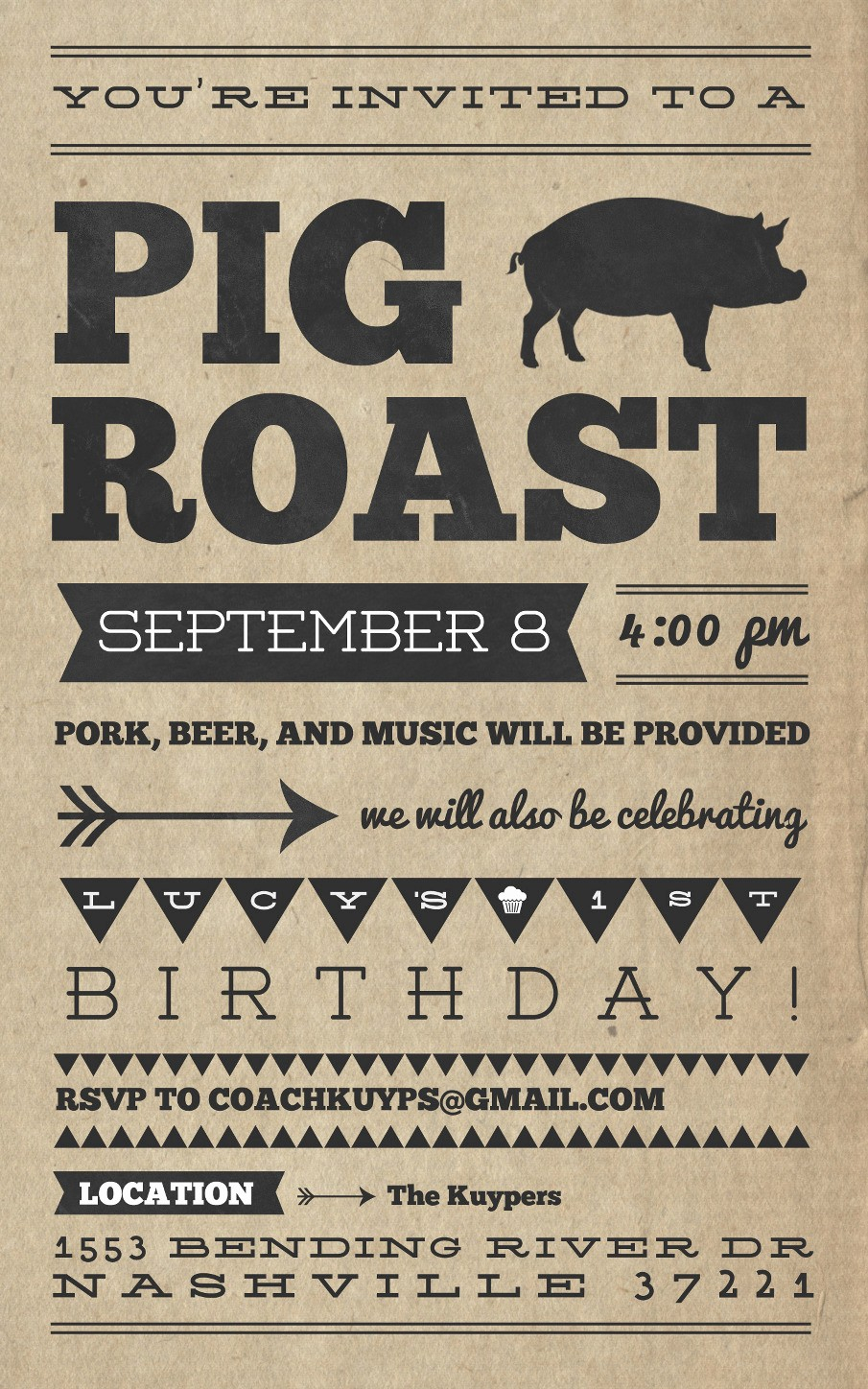 Pig Roast Invitation Template Free Lovely Pig Roast Barbecue Party throughout dimensions 905 X 1448