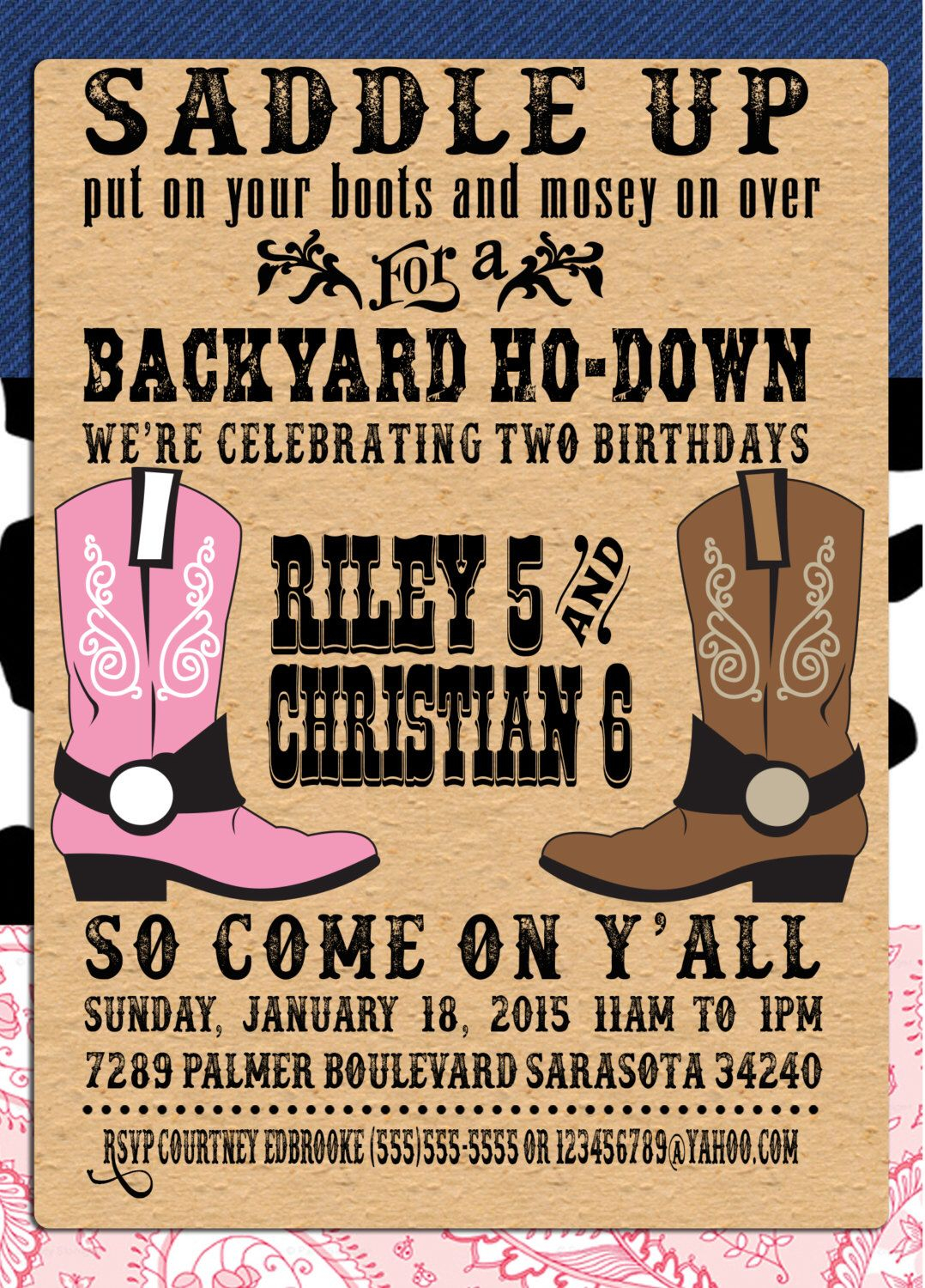 Pin Crafted Yudi On Cowboy Theme Cowboy Party Invitations for size 1078 X 1500