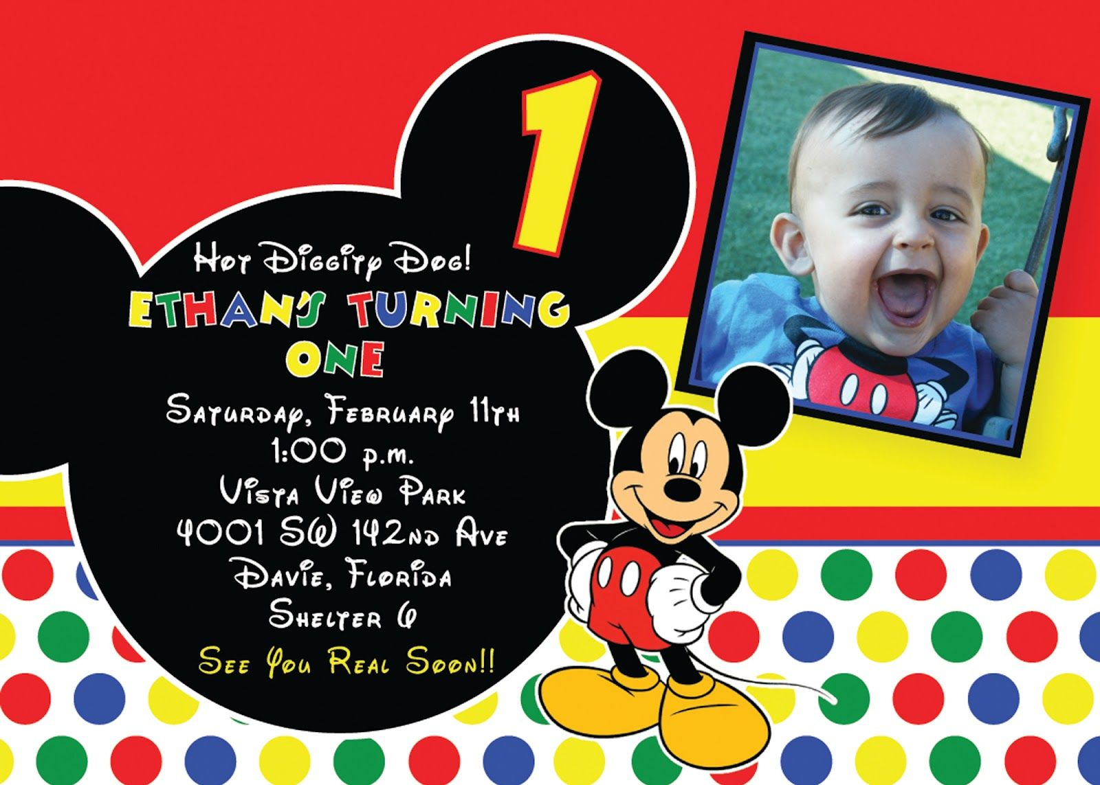 Pin Drevio On Free Printable Birthday Invitation Mickey Mouse intended for sizing 1600 X 1143
