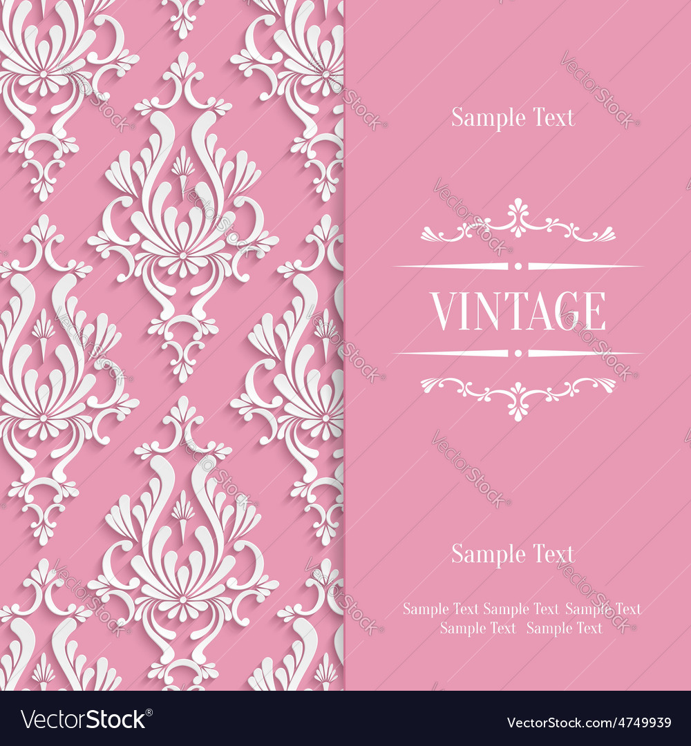 Pink 3d Vintage Invitation Card Template Vector Image regarding sizing 1000 X 1080