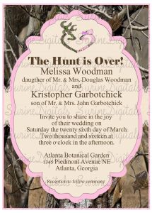 Pink And Camo Wedding Invitation With Buck And Doe Heart Hunting inside proportions 1465 X 2048