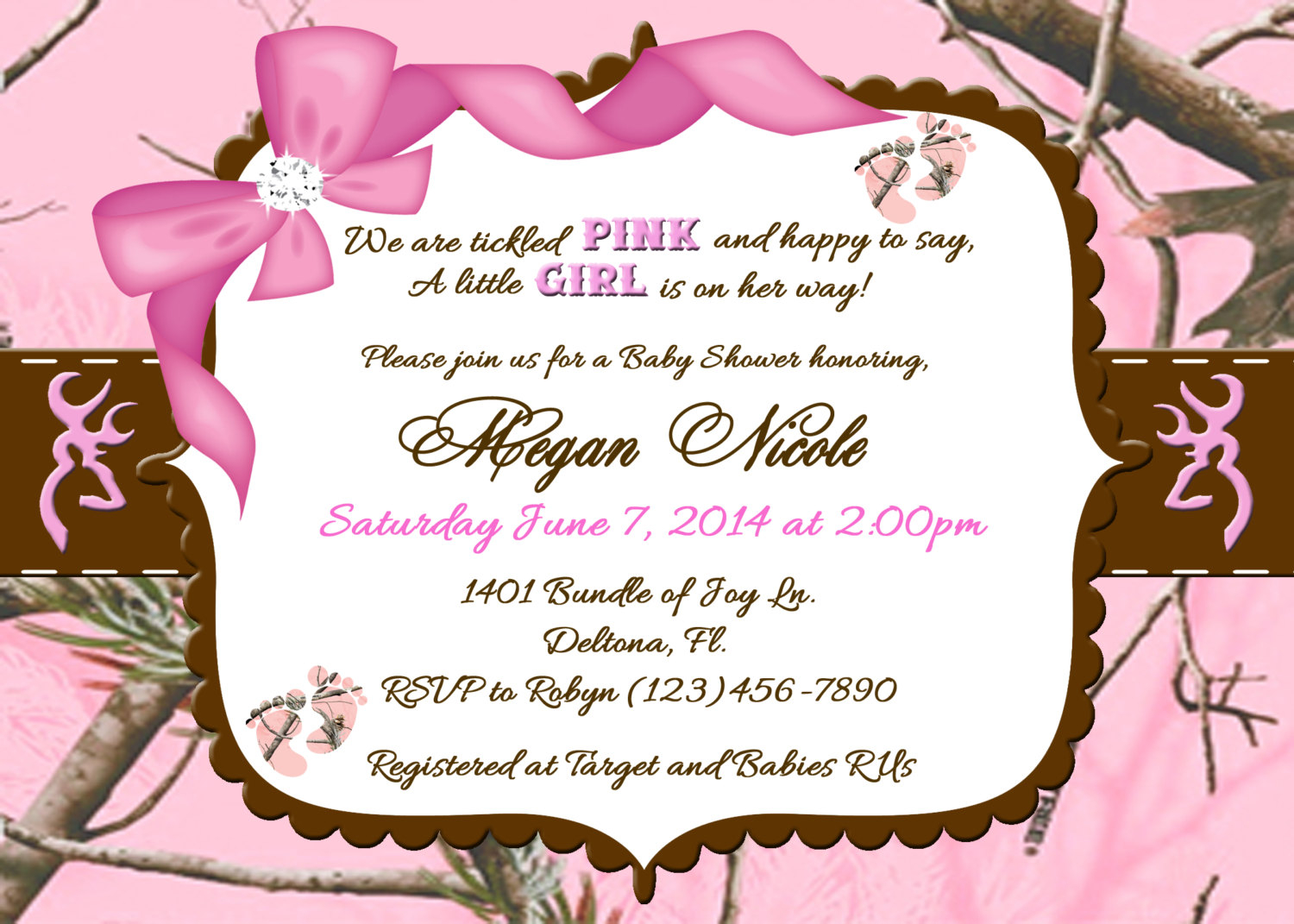 Pink Camo Ba Shower Invitations And Get Ideas How To Make Your for size 1500 X 1071