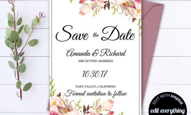 Pink Floral Save The Date Wedding Template Pink Floral Save The Date in measurements 1000 X 800