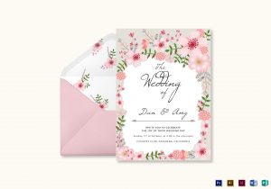 Pink Floral Wedding Invitation Card Design Template In Psd Word inside measurements 1920 X 1344