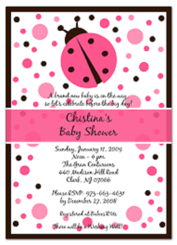 Pink Ladybug Ba Shower Invitations Party Invitation Card In 2019 within dimensions 756 X 1044