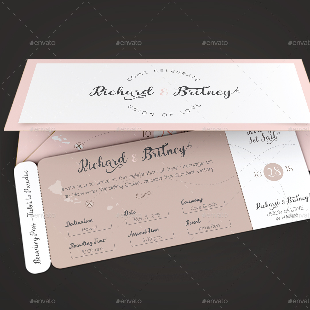 Pinky Wedding Boarding Pass Invitation Template Godserv inside sizing 1080 X 1080