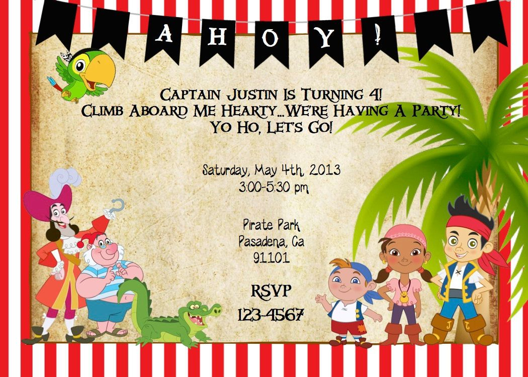 Pirate Party Invitations Templates Free Invitation Templates regarding measurements 1050 X 750