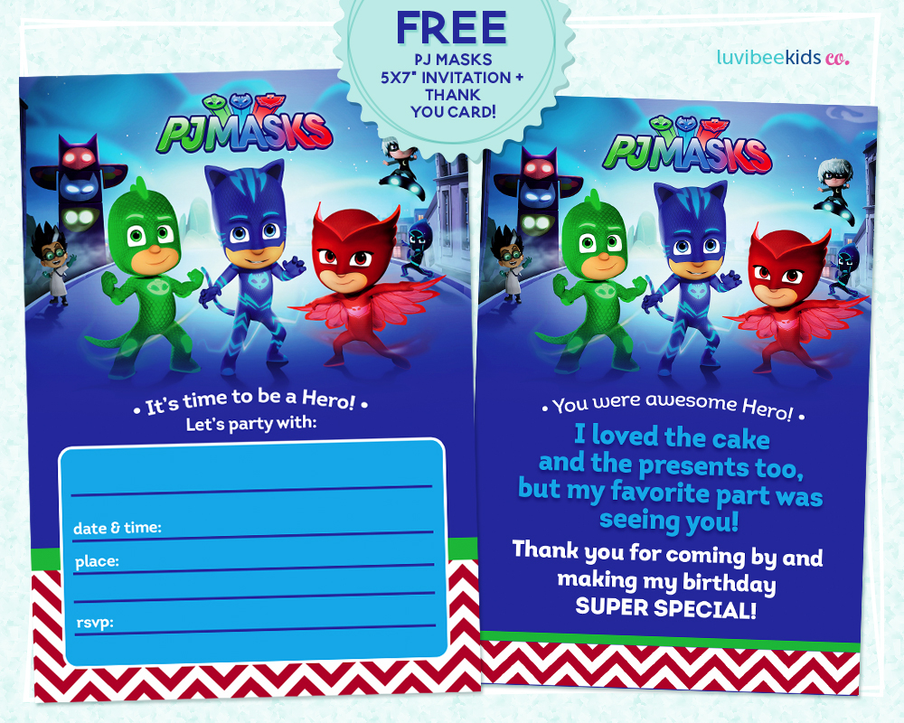 Pj Masks Invitation Printable Free in measurements 1000 X 800