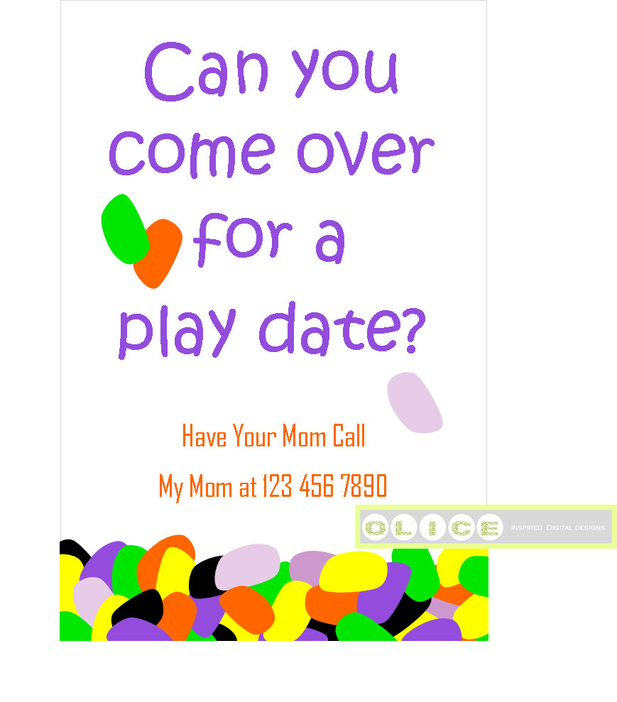 Play Date Card Play Date Invitation Cards School Playdate Invitation Kids Playdate Invites Jelly Bean Play Date 4 X 6 Card Printable Pdf for size 869 X 989