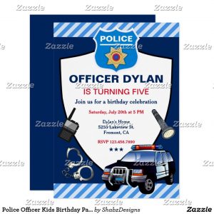 Police Officer Kids Birthday Party Invitation Zazzle Happy inside dimensions 1106 X 1106