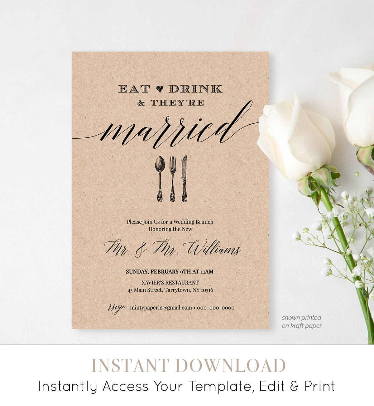 Post Wedding Brunch Invitation Template Printable Brunch Invite Eat inside size 1200 X 1300