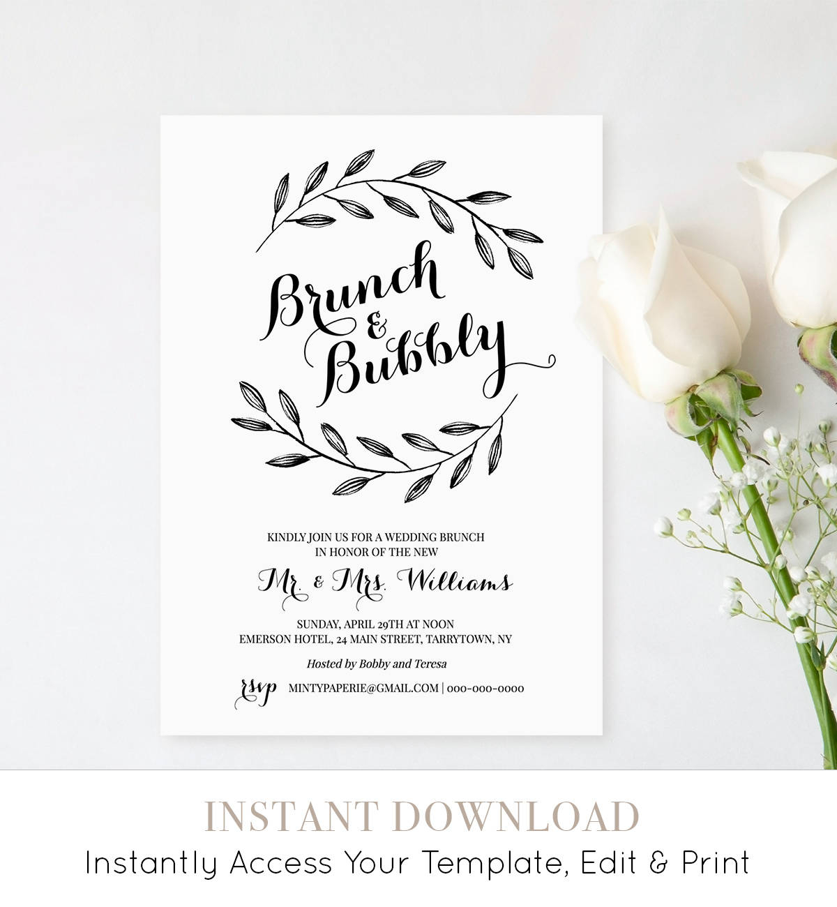 Post Wedding Brunch Invitations Printable Wedding Brunch Invitation with proportions 1200 X 1300