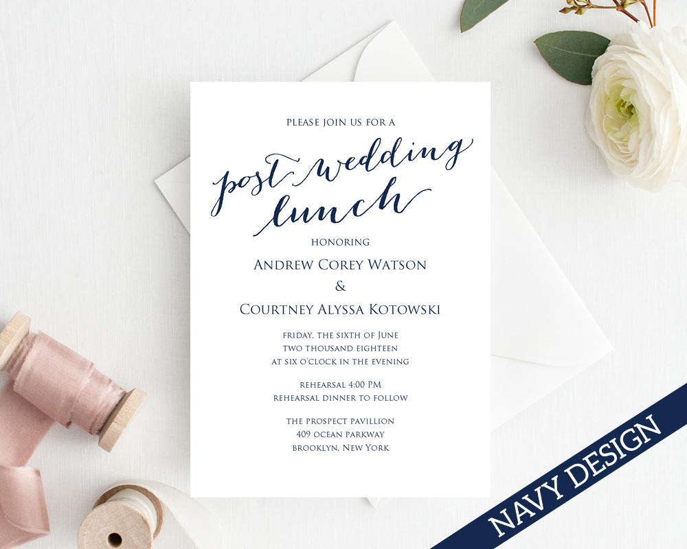 Post Wedding Lunch Invitation Template Diy Printing Custom Etsy within dimensions 1000 X 800