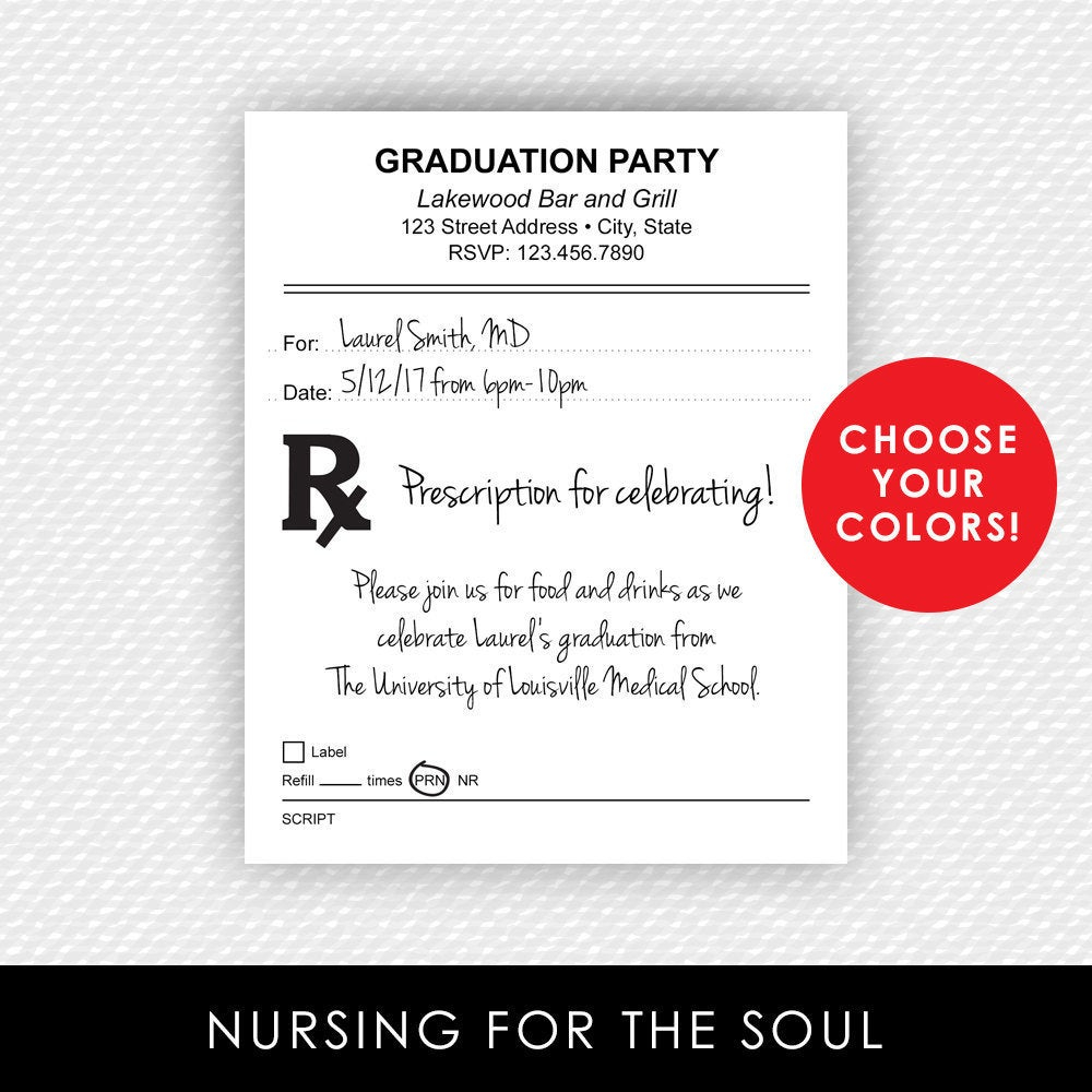 Prescription Invitation Pharmd Pharmacy Nurse Np Doctor Invitation Prescription Pad Invite Printable Invitation Graduation with regard to sizing 1000 X 1000