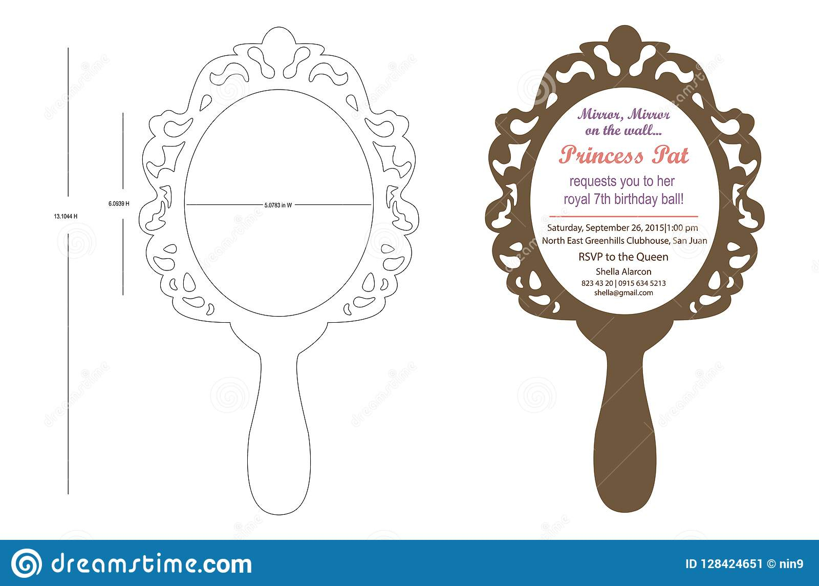 Princess Mirror Invitation Stock Vector Illustration Of Celebrant for proportions 1600 X 1144